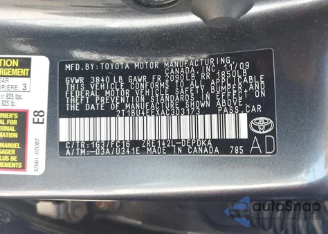 2010 Toyota Corolla Le from USA, damaged, VIN 2T1BU4EEXAC303173